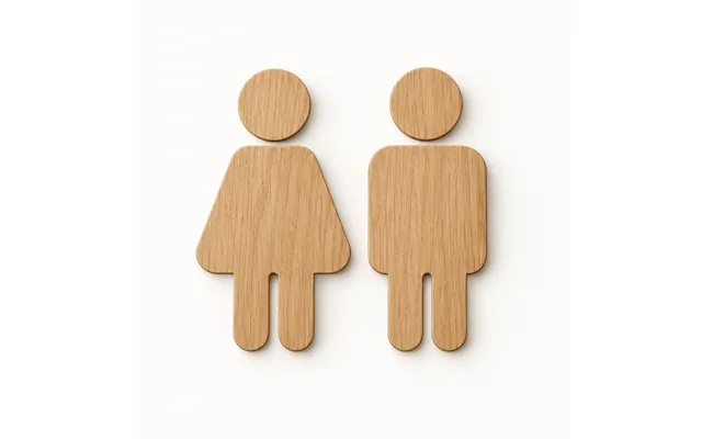 Wc-skilt I Fineret Eg Dame & Herre - 12 Cm
