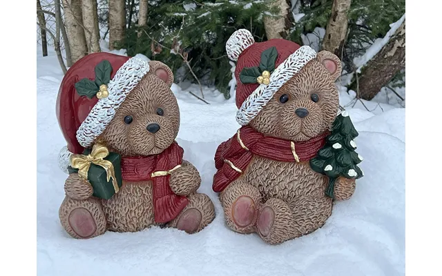 Julebamse Med Hue & Halstørklæde Sæt Af 2