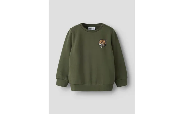 Name It Ensfarvet Sweatshirt Til Mini Dreng Med Lille Bamsemotiv Foran - 116