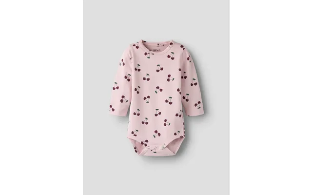 Name It Langærmet Body Med Kirsebær Print, Str. 56-92 - Lyserød