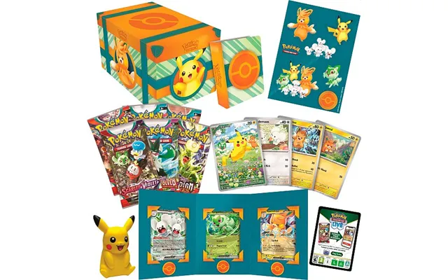Pokemon Collector's Chest Box 2024 Spring Paldea Adventure Chest - 6 Boosters, 7 Promokort, Mini-album Og Mere