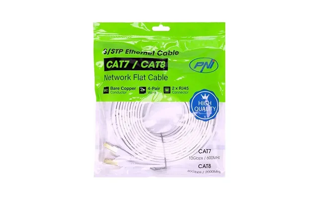 Fladt Cat8 Netværkskabel Med 40 Gbps - 7,5m