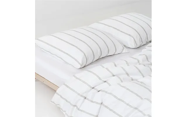 Flow - Økologisk Sengetøj 140x200 Hvid Beige Stribet