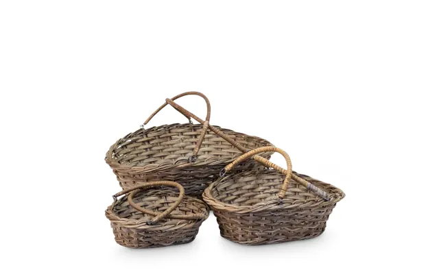 Gavekurv I Grå Rattan B25xl35xh15