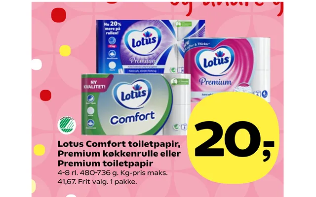 Lotus Comfort Toiletpapir, Premium Køkkenrulle Eller Premium Toiletpapir