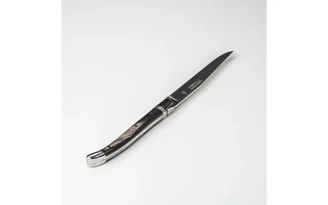 Steakkniv Sort Horn Med Struktur Og 2 Stålkraver