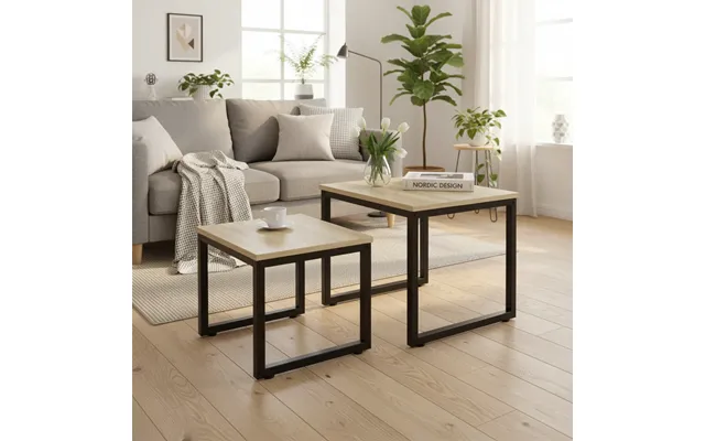 2 X Sofaborde Med Naturfarvede Bordplader - 50x50x50cm