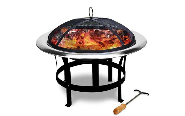 Bålfad Med Låg Og Ildrager - Rustfrit Stål, Ø75cm
