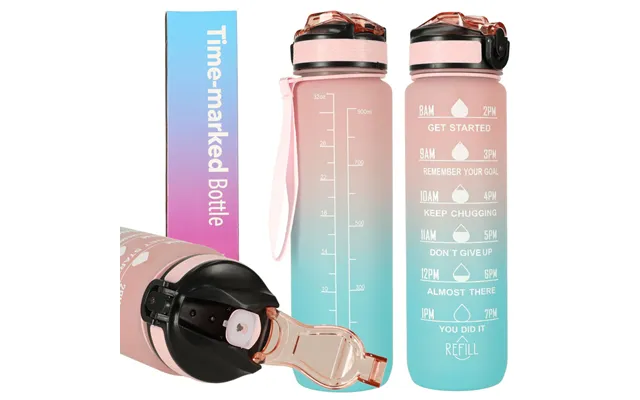 Bidon Vandflaske 1l Pink Og Blå