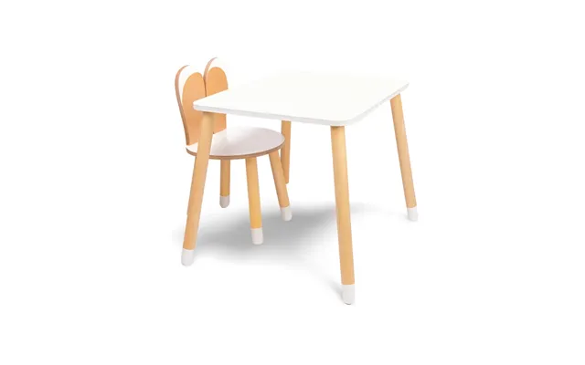 Bord Og Stol Til Barn Med Nuttet Kaninøre-design - Træ