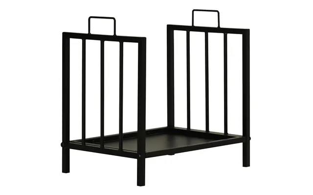Brændehylde Brændestativ Med To Håndtag Pejsværktøj 50 Kg Bæreevne Brændehylde Pejsværktøj Metal Sort 39 X 32,5 X 46 Cm