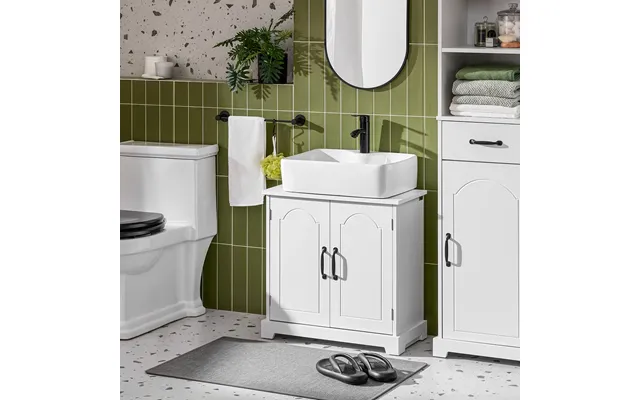 Fritstående Badeværelsesskab Til Under Vasken - Hvidt Mdf-skab Med Justerbare Hylder, Fugtresistent, Mål 60 X 30 X 60 Cm