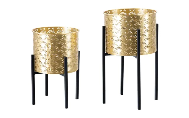 Glam Vaser I Guldfarve, Metal - 21x38 Og 19x28 Cm