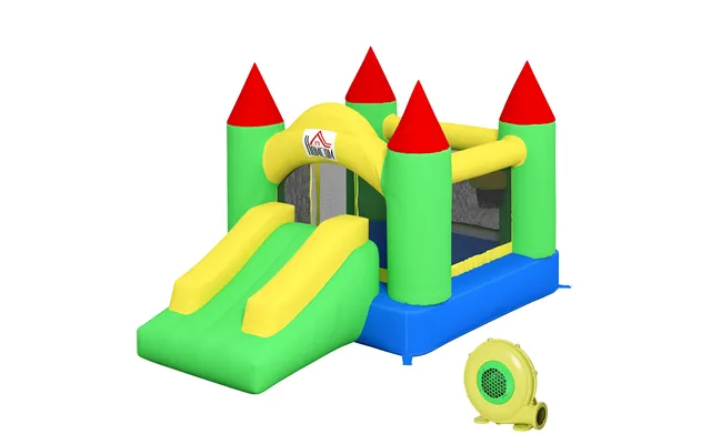 Hoppeborg Med Rutsjebane Og Sikkerhedsnet - 100 Kg