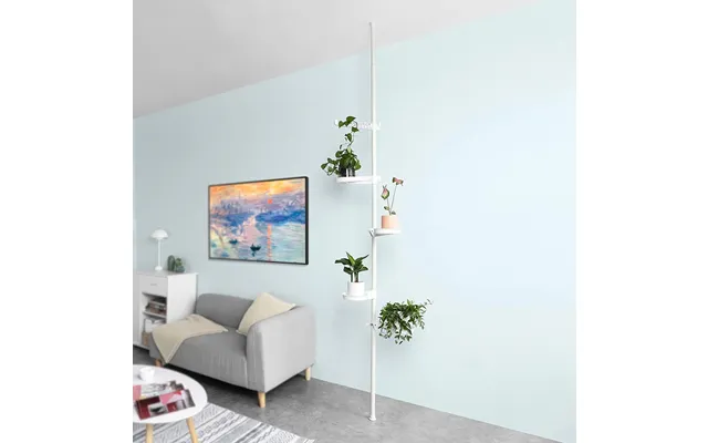 Justerbar Teleskopstang Med Plads Til Planter - Hvid