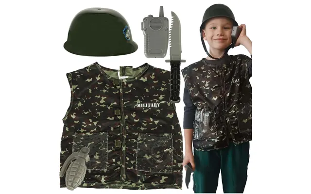 Karnevalskostume Med Hjelm Og Soldat 3-8 År