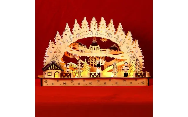 Led Candle Arch Wood Winter Village Inkl. Timer