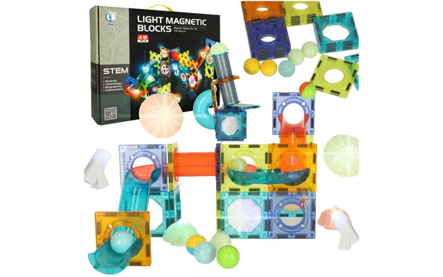 Magnetiske Klodser Marmor Kuglebane Glødende 49 Elementer