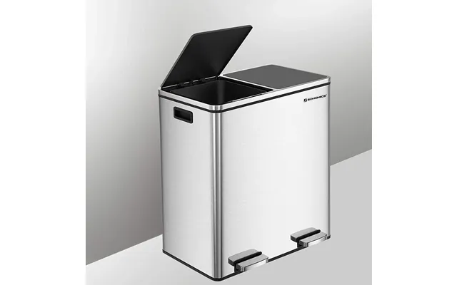 Pedalspand I Rustfrit Stål Med Soft Close - 60 Liter 2 X 30 Liter