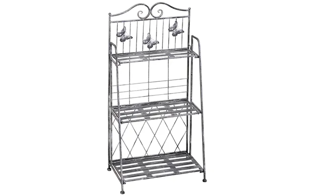 Plantehylde Plantestativ Blomsterhylde Blomsterstativ Blomstertrappe Havehylde 3 Niveauer Metal Sølvgrå 44 X 25 X 96 Cm