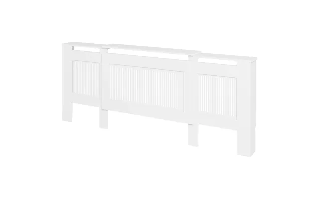 Radiatordæksel Lameldesign Justerbar Længde 125-201cm Mdf Hvid