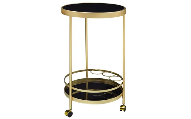 Rundt Sidebord Med Hjul - Glasplade