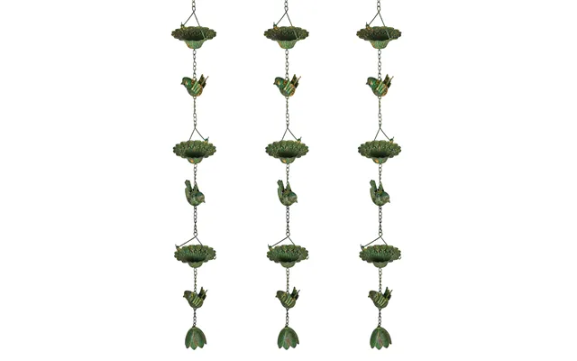 Sæt Med 3 Regnkæder 123 Cm Metal Regnkæde Med Påsat Fuglebøjle - Bell Green