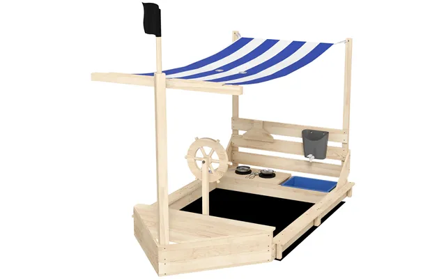 Sandkasse Med Solskærm - Piratskibsdesign