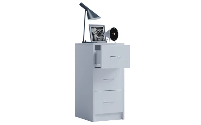 Sengebord I Enkelt Og Moderne Look Med 3 Skuffer - Hvid