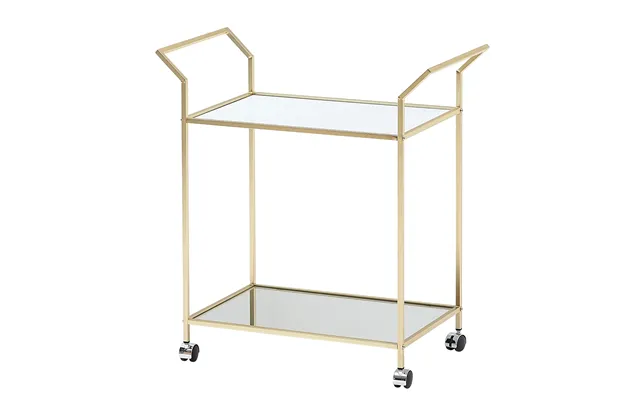 Serveringsvogn I Guld Med Glasplade - 73x78x37 Cm