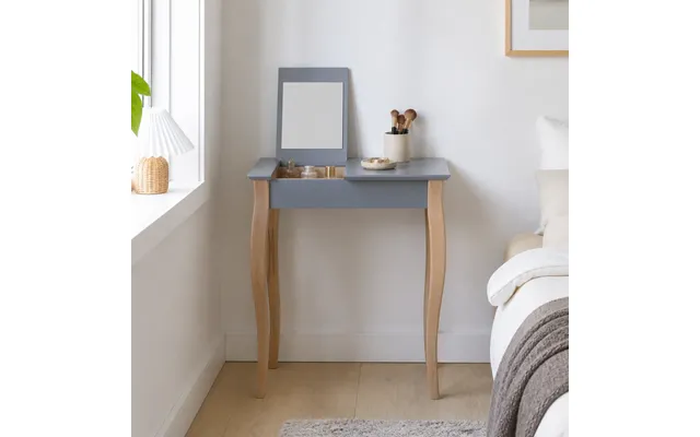 Sminkebord Med Spejl 65 Cm - Mørkegrå Hvid