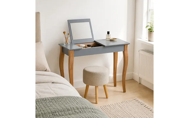 Sminkebord Med Spejl 85 Cm - Mørkegrå