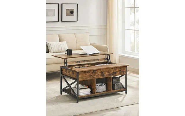 Sofabord Med Åben Og Skjult Opbevaring - 60x100x 48-62 Cm