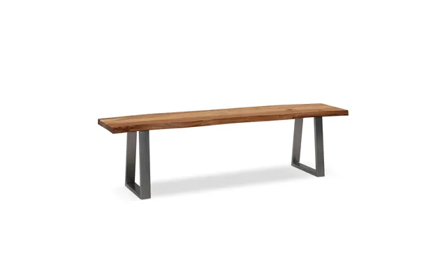 Spisebænk 180x40x45,5 Cm - Massivt Akacietræ Metal Med Levende Kant