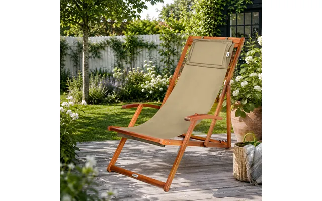 Strandstol I Akacietræ Med Beige Sæde