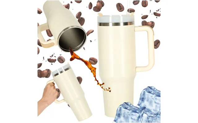 Termokrus Med Sugerør Og Hank Termokande 1200ml Creme