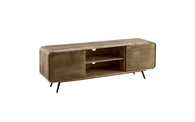 Tv-bord I Massivt Mangotræ Med To Døre - 160x55x41 Cm