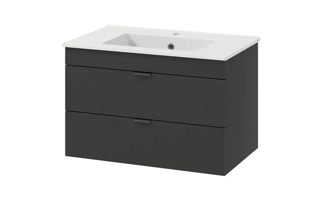 Underskab Hængende Vaskeskab Med Keramikvask Soft-close Skuffer Sort product image