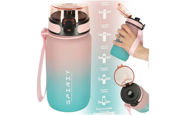 Vandflaske Bidon Med Sugerørshåndtag Sports 600ml Pink-blå