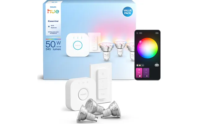 Philips Hue Essential White Color Ambiance Gu10 Spotpærer - Startsæt