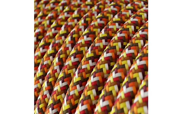 Blank Orange Pixel Ægte Bomuld Dekorativ Stofledning - 3x0.75mm2 3 Ledninger M Jord