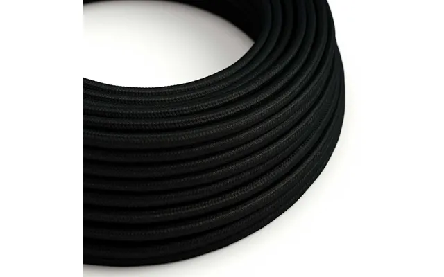 Sort Blank Ægte Dekorativ Stofledning Rayon - 3x0.75mm2