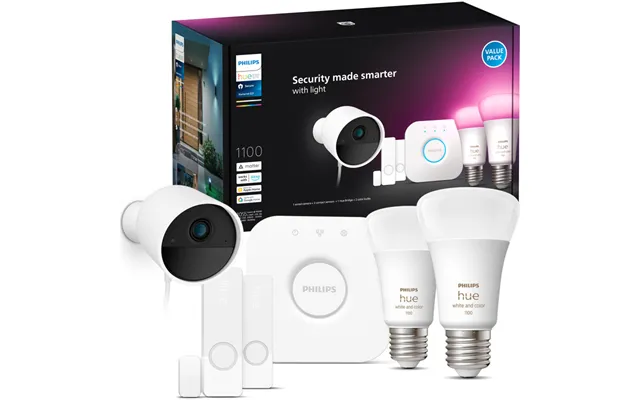 Philips Hue Secure Startsæt Med Pærer - Dør- & Vinduessensor & Overvågningskamera