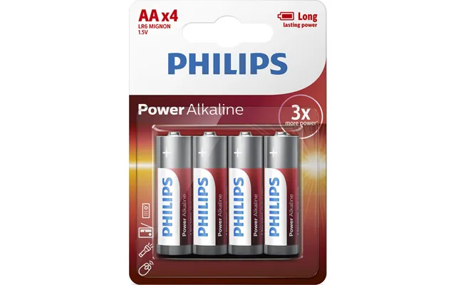 Philips Power Alkaline Aa Batterier - 4 Stk.