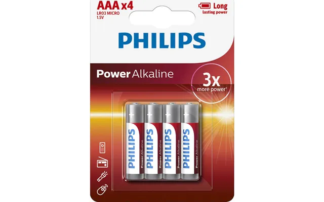 Philips Power Alkaline Aaa Batterier - 4 Stk.