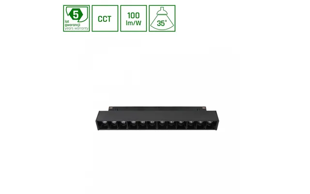 12w Grid S System Shift Skinnespot, Ra90 - 48v, Cct, 35 , Sort, 5 Års