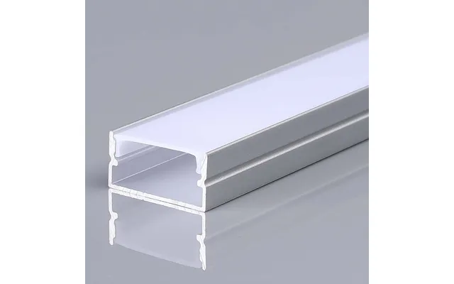 2m Alu Profil Til Led Strips, Sølv - 20x10mm, Inkl. Satin Cover, Overflademonteret