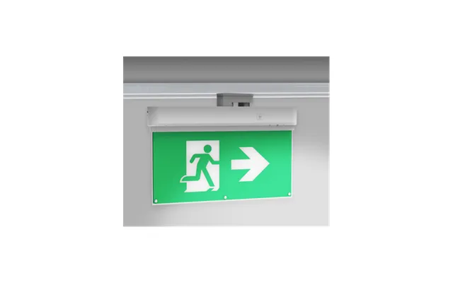 3w 3-faset Led Exit Skilt Til Skinne - 2 Timers Batteri, Inkl