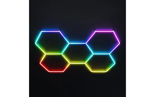 5 Stk. Hexagon Rgbic Komplet Sæt 80w - Inkl. Bluetooth Controller Og Strømforsyning
