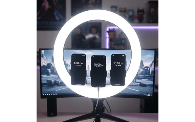 Led Ring Light Med Stativ - 55w, Ø44cm, 3 Telefonholdere, Fjernbetjening, 3200k-5800k